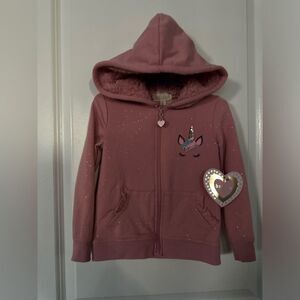 NWT Btween Pink Unicorn Zipper Down Girl Jacket with Hood Size 2T